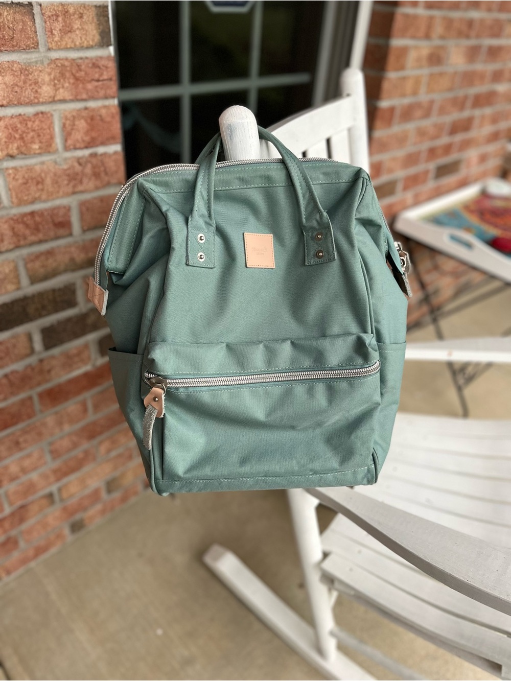 Himawari Laptop Backpack Teal Green Canvas Excellent Condition